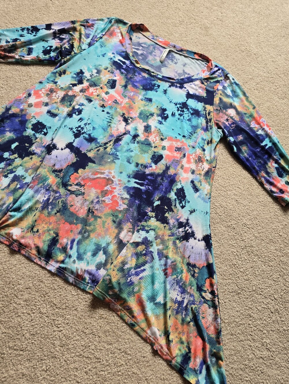 Emerald Abstract Watercolor Tunic Top Women’s Medium
